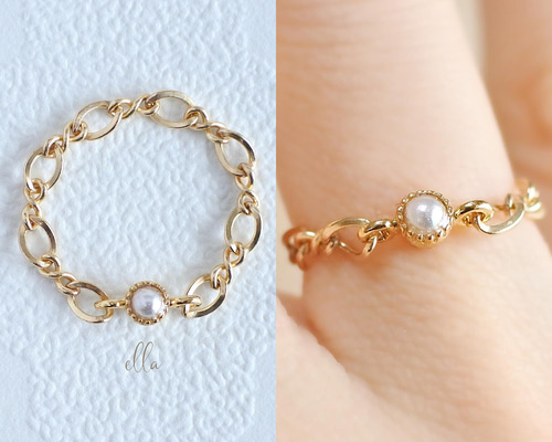 ♡14K ゴールドチェーンリング フリーサイズ ♡ 2e18fe7dd995ad5fec3d0446f3f503