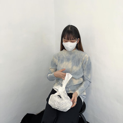 01花刺繡ノットバッグ・オフホワイト|日本の刺繡ノットバッグ（ピュアホワイト/ 4色） 8枚目の画像