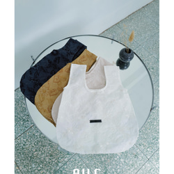 01花刺繡ノットバッグ・オフホワイト|日本の刺繡ノットバッグ（ピュアホワイト/ 4色） 11枚目の画像