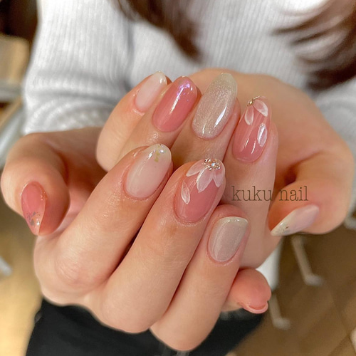 フラワーアート×マグネットネイルチップ ネイルチップ（つけ爪