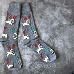 フレンチブルドッグ柄靴下❤️メンズスケーターソックス ポップアート グラフィック ギフトプレゼント クリスマス 3枚目の画像