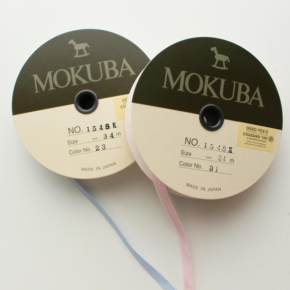[約7mm寬/40色] MOKUBA1548K刺繡絲帶 Pico塔夫綢木巴絲帶/34m卷木巴絲帶 第4張的照片