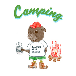 キャンプパグ　 Tシャツ　メッセージ　お出かけ T　親子コーデ　キャンプ　 5枚目の画像