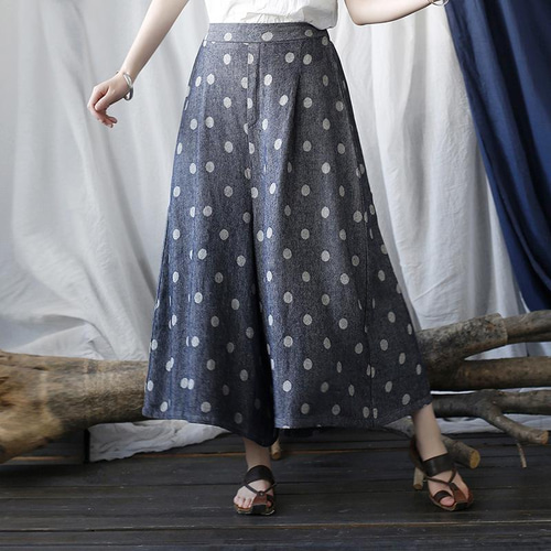 ワイドパンツ ゆとりパンツ ドット柄 夏 2247 キュロット・ワイド