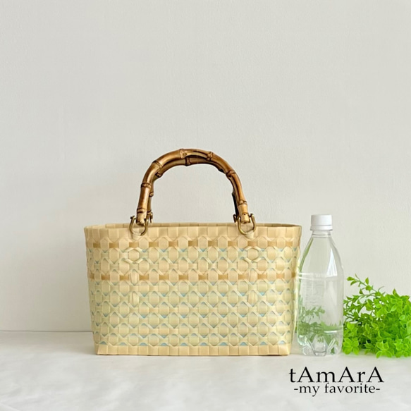 美品✨】SAVE MY BAG バンブートートバッグ カゴ柄 - メルカリ