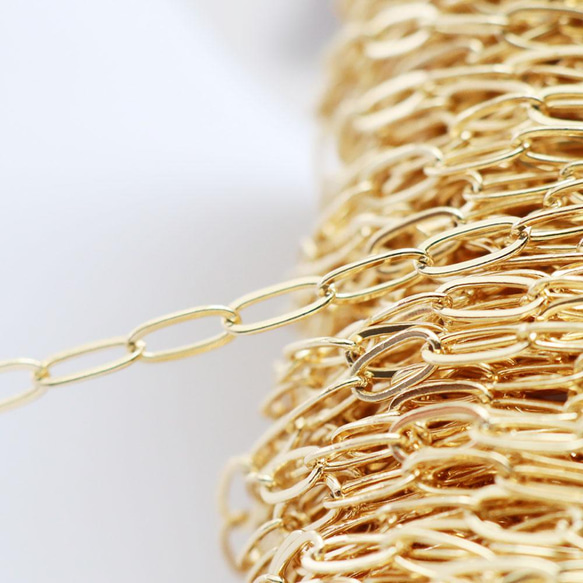 金アレ対応 真鍮製 OVAL 平長あずきチェーン 切り売り 25cm 4枚目の画像