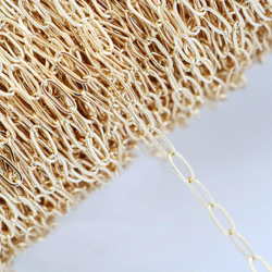 金アレ対応 真鍮製 OVAL 平長あずきチェーン 切り売り 25cm 6枚目の画像