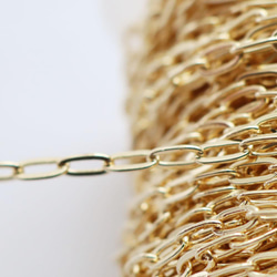 金アレ対応 真鍮製 OVAL 平長あずきチェーン 切り売り 25cm 3枚目の画像