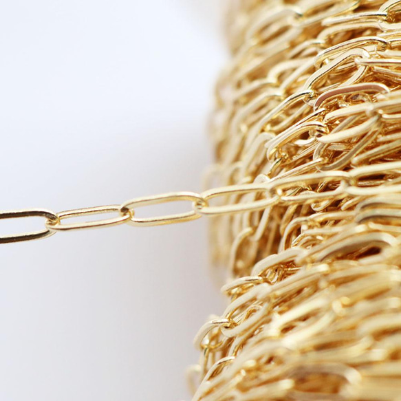 金アレ対応 真鍮製 OVAL 平長あずきチェーン 切り売り 25cm 5枚目の画像