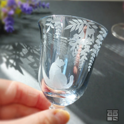 藤の花＆猫の冷酒グラス 2枚目の画像