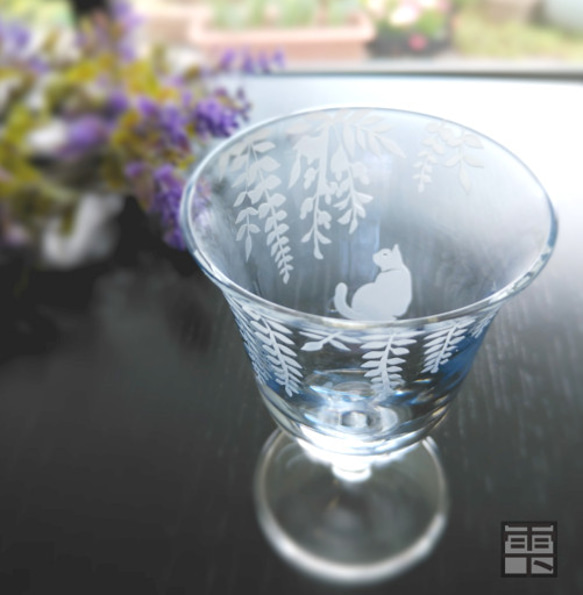 藤の花＆猫の冷酒グラス 6枚目の画像
