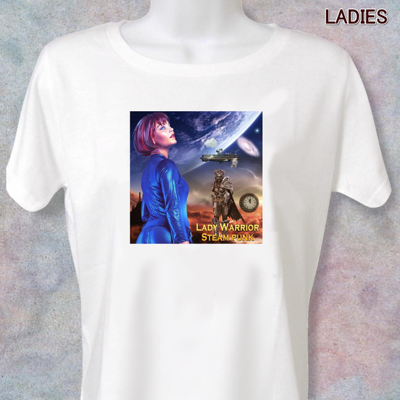 スチームパンク レディウォーリア ／Tシャツ-sp07 SF 宇宙 女性 機械 地球 ロボット 砂漠 ファンタジー 2枚目の画像