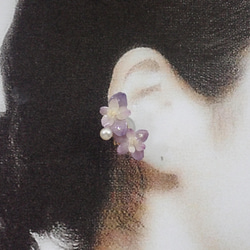 伊豆原產八重繡球　乾燥花✕淡水珍珠　樹脂加工耳骨夾　單隻發售　❊空郵台灣5-7天 第6張的照片