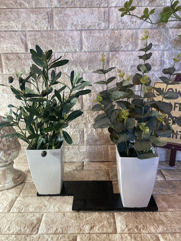光触媒　人工観葉植物　ウォールグリーン　フェイク　フラワー　オリーブとポポラス 3枚目の画像