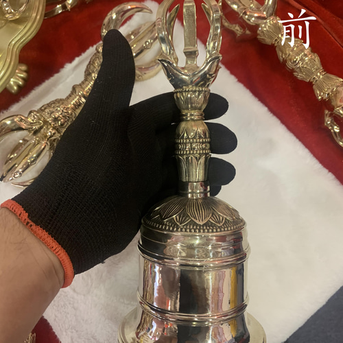 チベット仏教法器 鐘 五鈷金剛鈴 真鍮製 密教パワー 密教法具