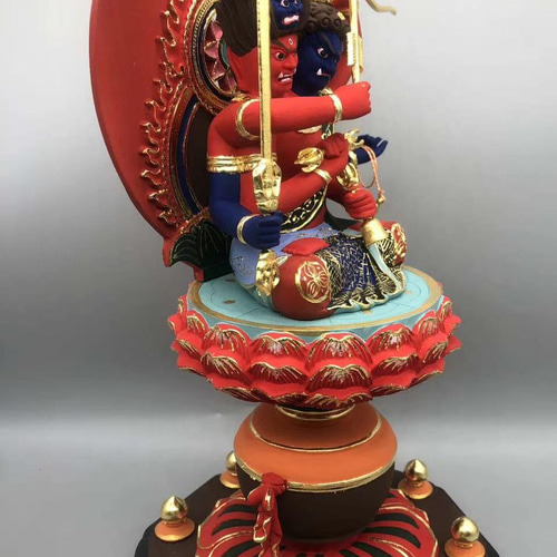 仏教美術 木彫 不動明王 細密彫刻 彩色 金彩 古美術 仏像