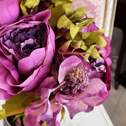 no４,大きめのシャクヤク(紫),つぼみ付き,花束,ヨーロッパスタイル,人工シルク,パーティ 4枚目の画像