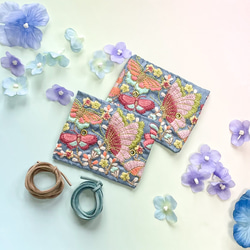 晴れやかブルー2022　華やか蝶々ラップポニー青/ポニーフック/ラップリボン　インド刺繍 2枚目の画像