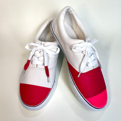 不對稱三色甲板鞋（22.0cm-29.0cm）Off-White x Red x Neon Pink 第2張的照片