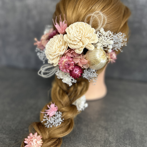 速達発送 白 ヘッドドレス ヘアアクセサリー お花 成人式 結婚式 ヘアード 胡蝶蘭 ヘッドドレス 髪飾り 花 ブライダル 成人式 白