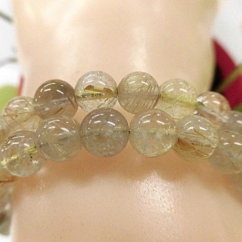 天然石 ルチルクォーツ形状記憶ブレスレット・アンクレット