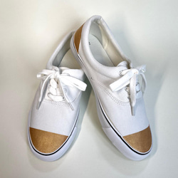 雙色甲板鞋 β（白色 x 橡膠金色）男女通用 22.0cm ~ 29.0cm 第2張的照片