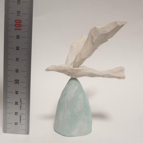 木彫刻 アート『 白い鳥 』 芸術 アート 女性 ハンドメイド 松 手彫り