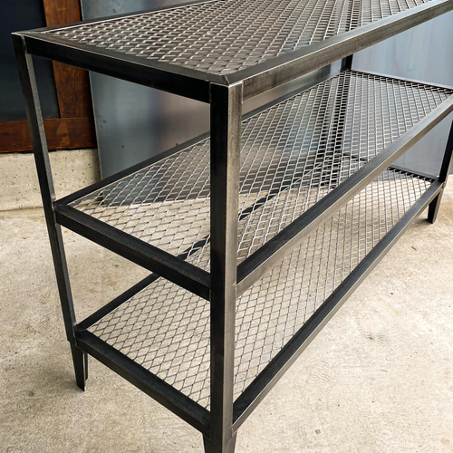 幅125㎝］アイアンラック［鉄網］食器棚 洋服棚 植物棚