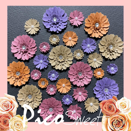 お花ページ ペーパークラフト＊ガーベラと小さなお花達セット＊和風セットNO