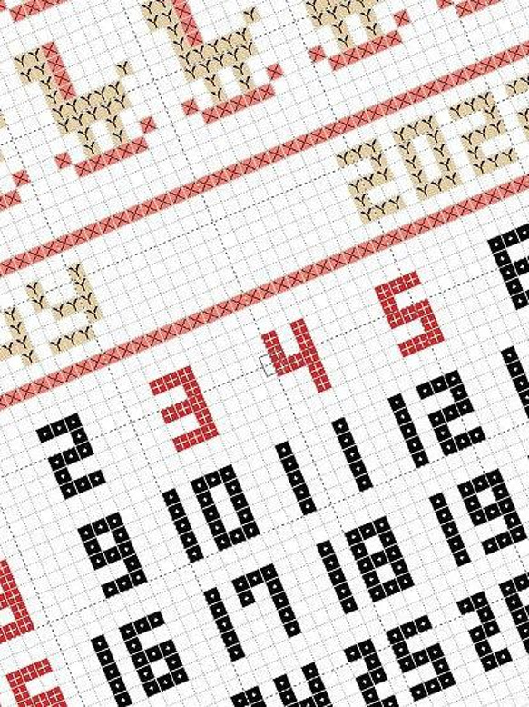 図案のみ！ 北欧デザインのクロスステッチ刺繍の手作りカレンダー 　1年間分「2022年5月～2023年5月」 7枚目の画像