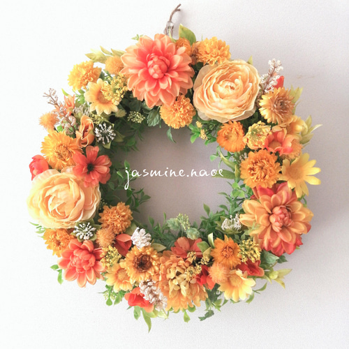 お花畑のリース♡黄色とオレンジ〜30cm リース jasmine. naoe 通販  