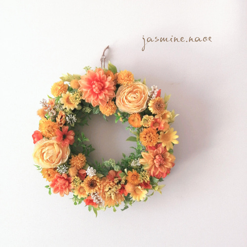 お花畑のリース♡黄色とオレンジ〜30cm リース jasmine. naoe 通販