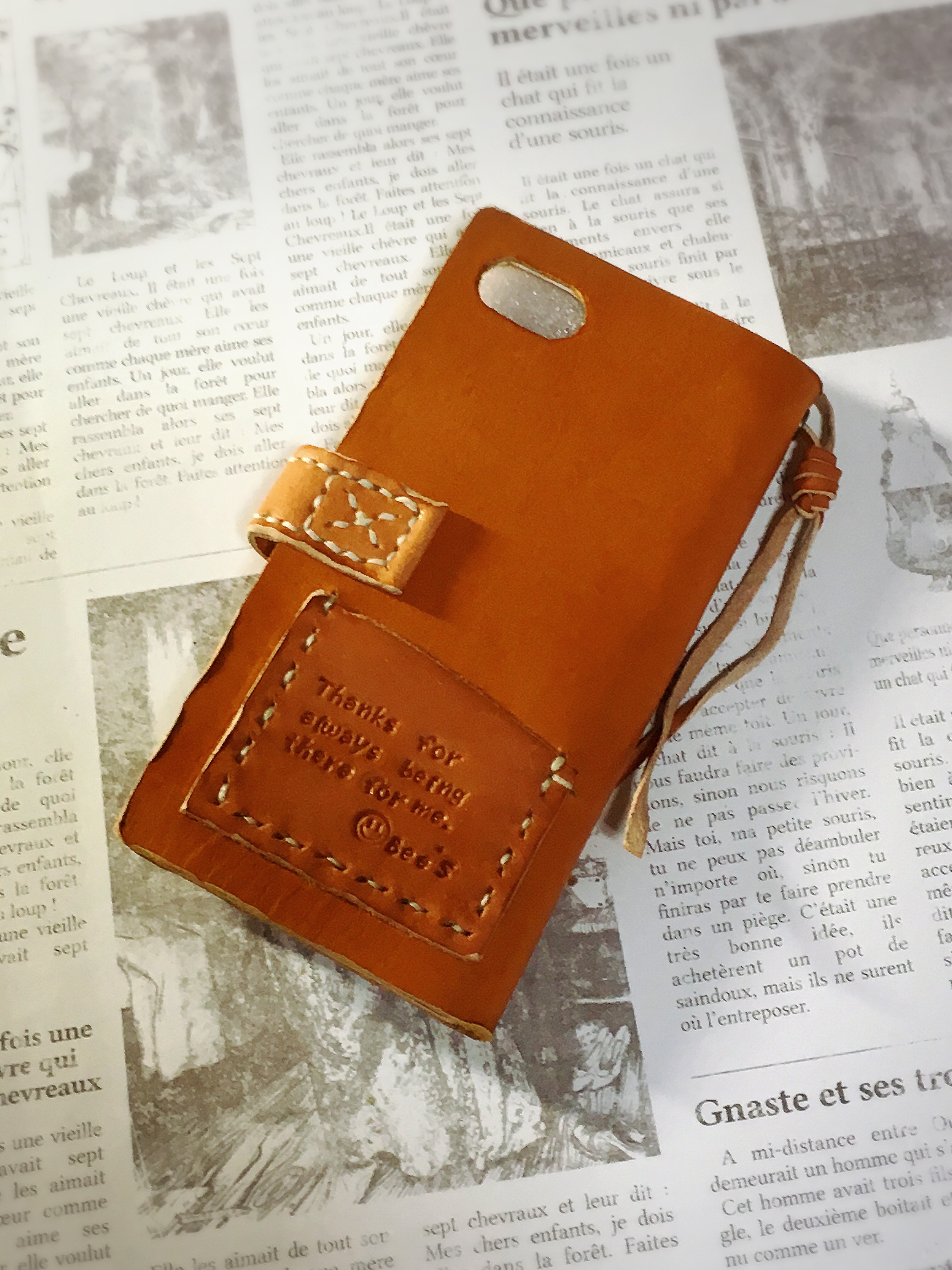 手帳型カバー ヌメ革キャメル (受注制作 全機種対応)