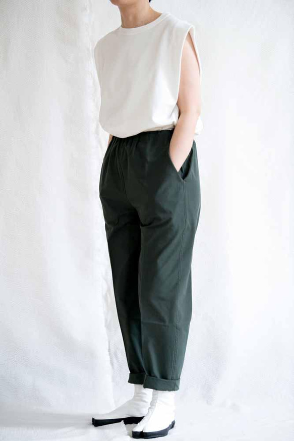 Organic Cotton ポプリン生地のギャザーパンツ Mサイズ【両脇＋