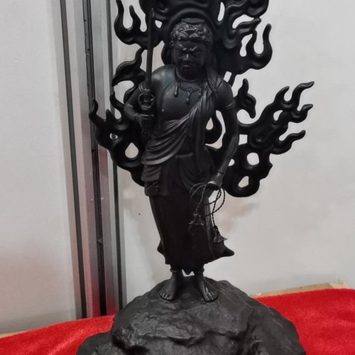繊細彫刻 大型高30cm 豪華！ 貴重古美術 仏像不動明王立像 銅製品 仏教