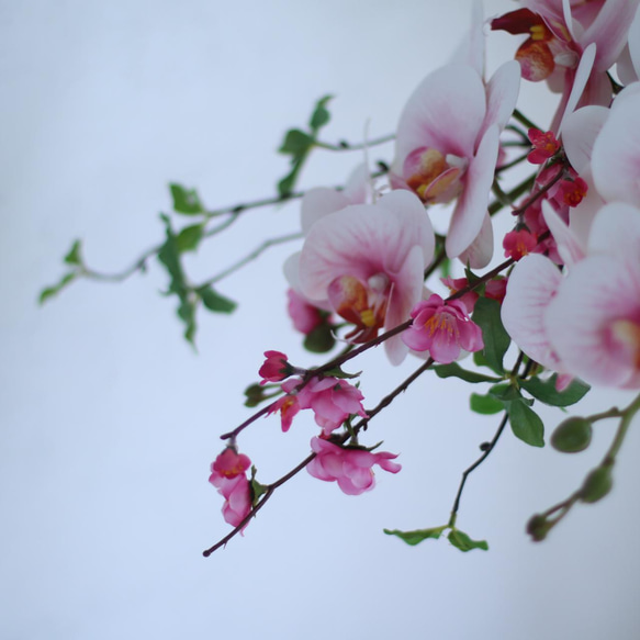 蘭と桃の花ブーケ 4枚目の画像