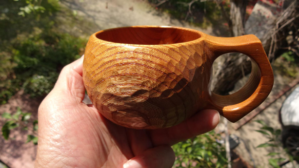 　本ケヤキの一木彫りコーヒーカップ 11枚目の画像