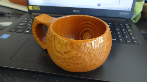 　本ケヤキの一木彫りコーヒーカップ 7枚目の画像