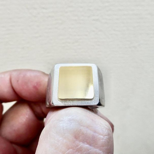 仁尾彫金『ゴールドプレート印台リング2磨き』ハンドメイド229 指輪