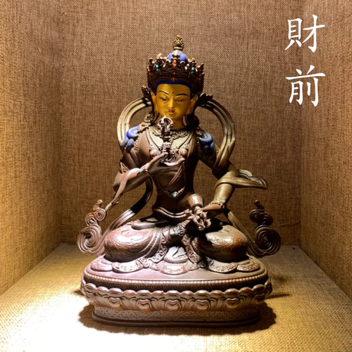 オールドチベット仏教 木彫り木製ターラ仏板『千手観音立像