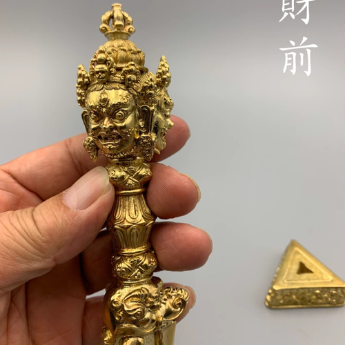 チベット仏教法器 プーバ金鋼撅 金剛杵 真鍮製 vajra 18cm