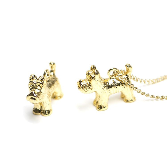 新作品【2張】寵物狗！可愛的雪納瑞光澤金吊飾 NF 第1張的照片