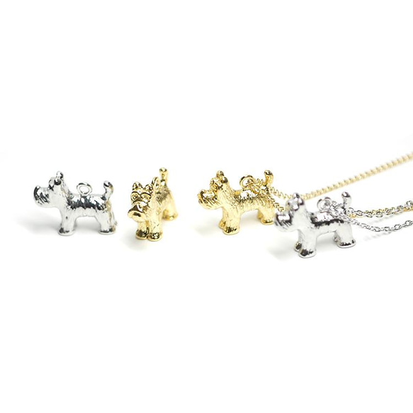 新作品【2張】寵物狗！可愛的雪納瑞光澤金吊飾 NF 第5張的照片