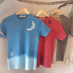 〘10%off〙薬草染めAinu moon＆sun hemp t-shirt  * 草木染めヘンプT　アイヌ　月　太陽 2枚目の画像