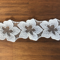 2m【再販】5弁の花びらモチーフ M オーガンジーレース 日本製 lace-No,011 1枚目の画像