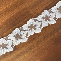 2m【再販】5弁の花びらモチーフ M オーガンジーレース 日本製 lace-No,011 3枚目の画像