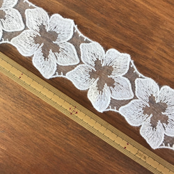 2m【再販】5弁の花びらモチーフ M オーガンジーレース 日本製 lace-No,011 4枚目の画像