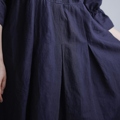 wafu】Linen Dress 超高密度リネン ワンピース /黒紅色(くろべに wafu】Linen Dress 超高密度リネン ワンピース /黒紅色(くろべに