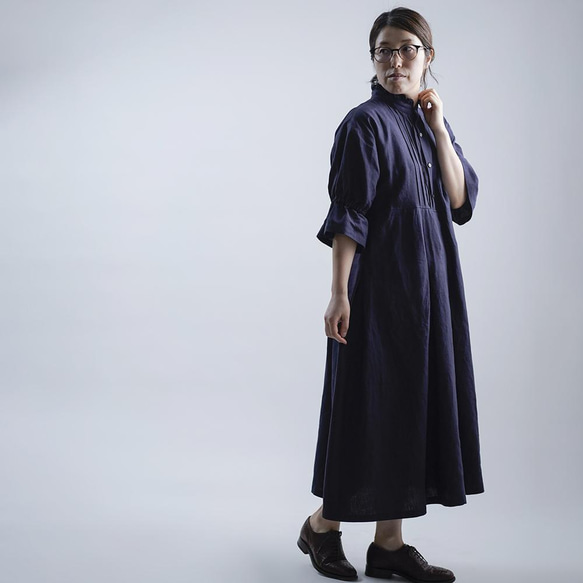 【wafu】Linen Dress 超高密度リネン ワンピース /黒紅色(くろべにいろ) a090b-kbi1 4枚目の画像