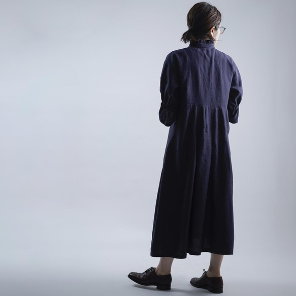 【wafu】Linen Dress 超高密度リネン ワンピース /黒紅色(くろべにいろ) a090b-kbi1 5枚目の画像